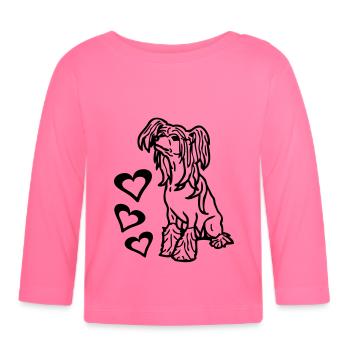 chinesecrestedhairless03 - T-shirt manches longues bio Bébé - rose azalée - Devant