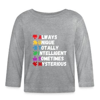 Sensibilisation à l’autisme - T-shirt manches longues bio Bébé - gris chiné - Devant