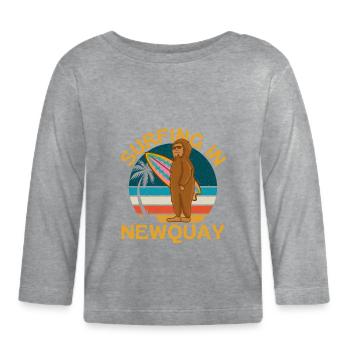 Surfen in Newquay Cornwall - Baby Bio-Langarmshirt - Grau meliert - Vorne