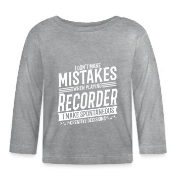 Recorder Player Musical Instrument Recorder - Organic Baby Long Sleeve T-Shirt - heather grey - Front