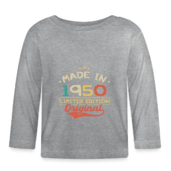Baujahr 1950 | Limitierte Auflage 1950 | Original - Baby Bio-Langarmshirt - Grau meliert - Vorne