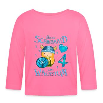 Kleine Schildmaid im Wachstum Geburtstag 4 Jahre - Baby Bio-Langarmshirt - Azalea - Vorne