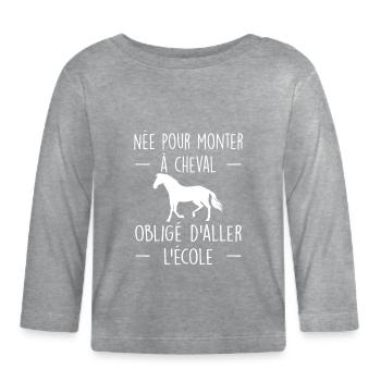 Amoureuse Des Chevaux | Cadeau Cavalière Cheval - T-shirt manches longues bio Bébé - gris chiné - Devant