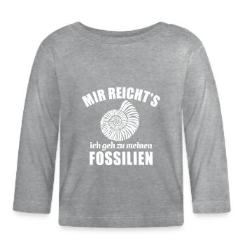 Mir reicht's, ich geh zu meinen Fossilien Ammonit - Baby Bio-Langarmshirt - Grau meliert - Vorne