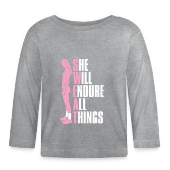 Weightlifting Weightlifter Sweat - Organic Baby Long Sleeve T-Shirt - heather grey - Front