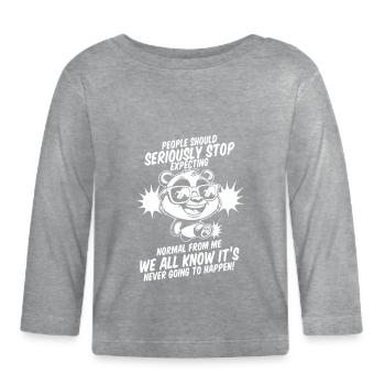 Großer Panda Pandabär - Baby Bio-Langarmshirt - Grau meliert - Vorne