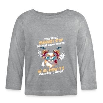 Papillon - Baby Bio-Langarmshirt - Grau meliert - Vorne