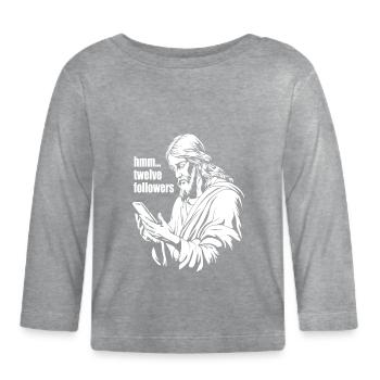 Jesus with smartphone - 12 followers - Baby Bio-Langarmshirt - Grau meliert - Vorne