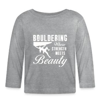 La force de l’escalade de bloc rencontre la beauté de l’escalade de bloc - T-shirt manches longues bio Bébé - gris chiné - Devant