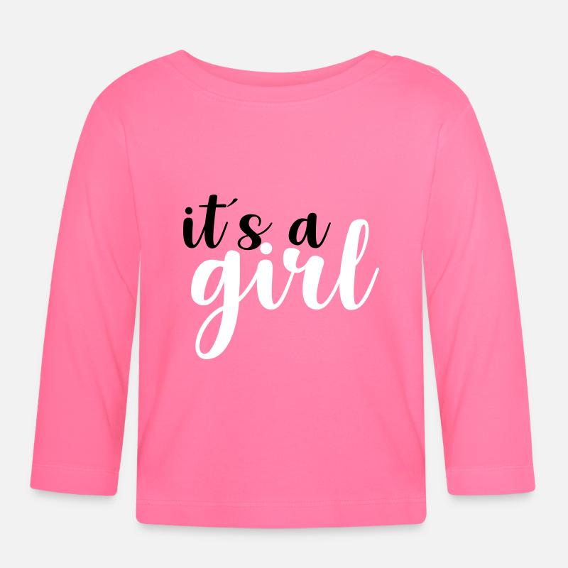 c'est une fille - T-shirt manches longues bio Bébé - rose azalée
