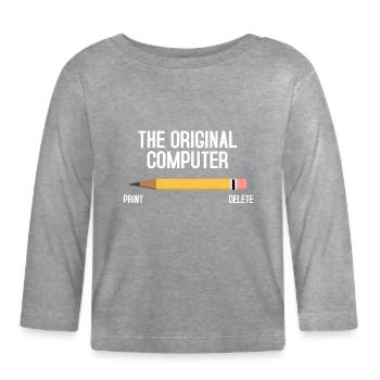 computer - Organic Baby Long Sleeve T-Shirt - heather grey - Front