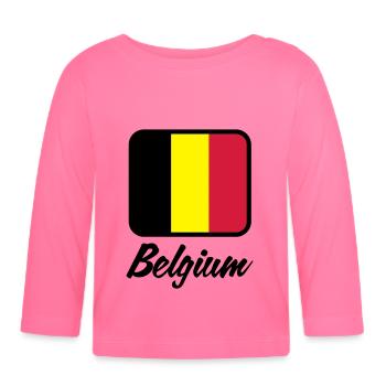 Drapeau national de Belgique - T-shirt manches longues bio Bébé - rose azalée - Devant