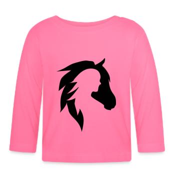 Pferde Motiv Mädchen - Baby Bio-Langarmshirt - Azalea - Vorne
