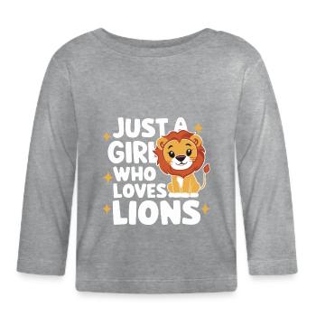 Lion Lion Animal Africa - Organic Baby Long Sleeve T-Shirt - heather grey - Front