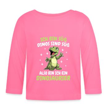 Dinosaurier Dino Tyrannosaurus Rex Dinos Saurier - Baby Bio-Langarmshirt - Azalea - Vorne