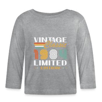Original 1984 Vintage Rétro Cadeau d’Anniversaire - T-shirt manches longues bio Bébé - gris chiné - Devant