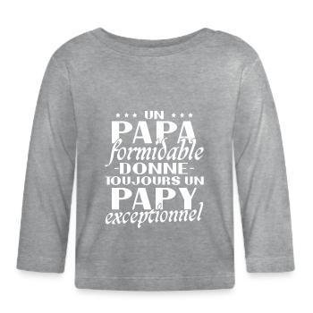 Ein tolles Papa Opa außergewöhnliches Geschenk - Baby Bio-Langarmshirt - Grau meliert - Vorne