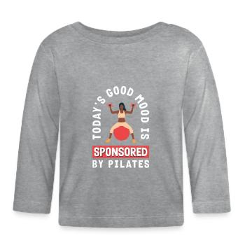 La Bonne Humeur du jour sponsorisée par Pilates - T-shirt manches longues bio Bébé - gris chiné - Devant