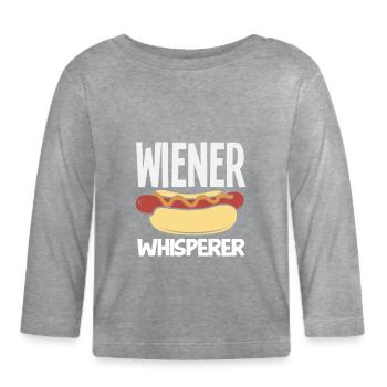 Viennese Whisperer Hot Dog Lover - Organic Baby Long Sleeve T-Shirt - heather grey - Front
