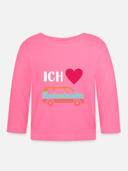 Van - Bus - Liebe - Transporter - Baby Bio-Langarmshirt - Azalea