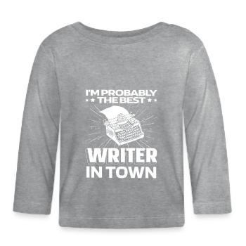 Writer Author Typewriter - Organic Baby Long Sleeve T-Shirt - heather grey - Front