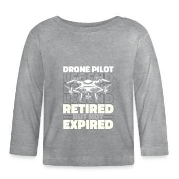Drone Quadcopter Retired - Organic Baby Long Sleeve T-Shirt - heather grey - Front