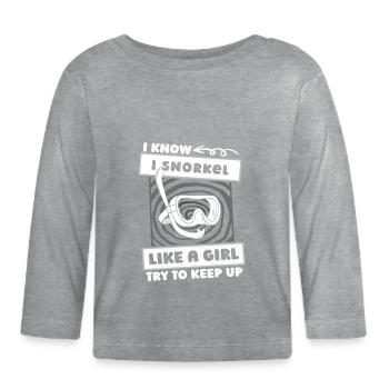 Snorkeling Girls - Organic Baby Long Sleeve T-Shirt - heather grey - Front