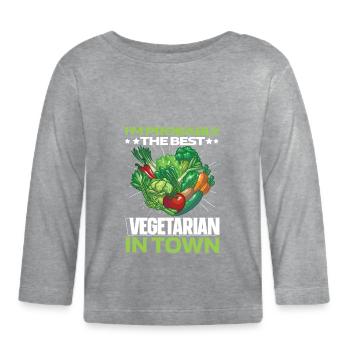 Humour végétarien végétarien - T-shirt manches longues bio Bébé - gris chiné - Devant