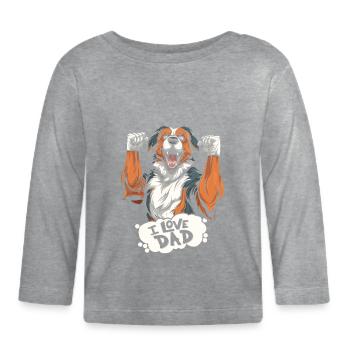 Berger australien J’aime papa - T-shirt manches longues bio Bébé - gris chiné - Devant
