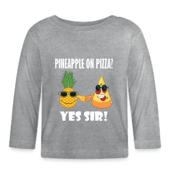 Pineapple and Pizza Buddy Ironisches Sprichwort - Baby Bio-Langarmshirt - Grau meliert - Vorne