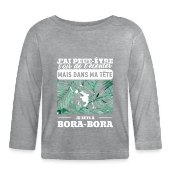 bora-bora-definition - T-shirt manches longues bio Bébé - gris chiné - Devant