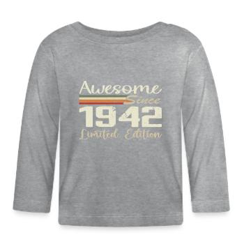 Birthday 82 Years Vintage 1942 Gift 1942 - Organic Baby Long Sleeve T-Shirt - heather grey - Front
