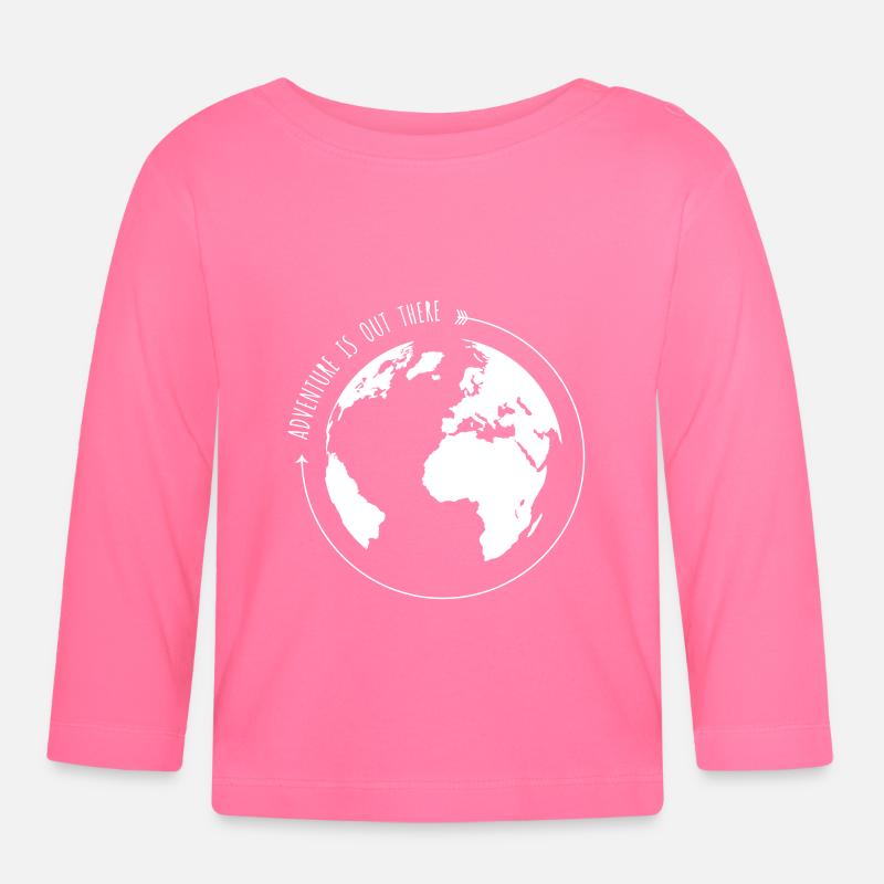 GLOBE Adventure est un graphique vectoriel - T-shirt manches longues bio Bébé - rose azalée