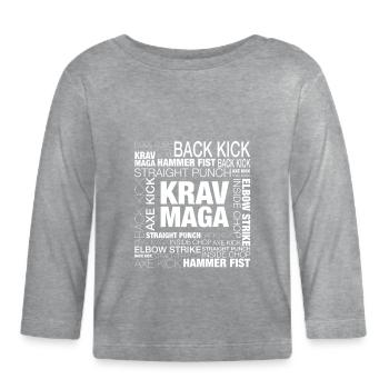Krav Maga Wörter - Baby Bio-Langarmshirt - Grau meliert - Vorne
