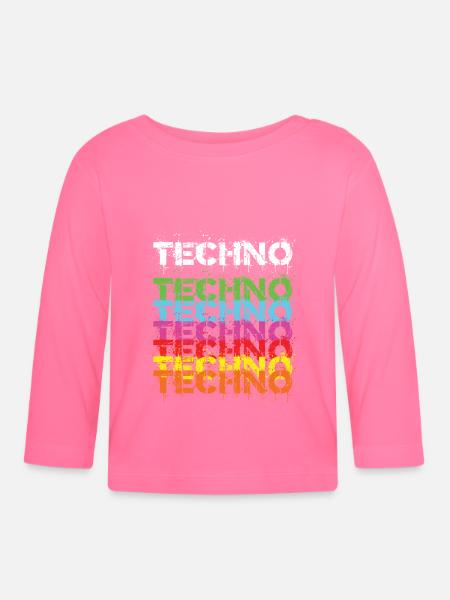 Techno Techno Freak Techno Musik - Baby Bio-Langarmshirt - Azalea