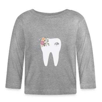dent - T-shirt manches longues bio Bébé - gris chiné - Devant