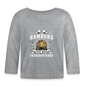 Franzbrötchen Hamburg Hamburch Gebäck Souvenir - Baby Bio-Langarmshirt - Grau meliert - Vorne