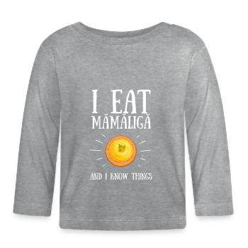 Mamaliga Bouillie moldave roumaine Polenta - T-shirt manches longues bio Bébé - gris chiné - Devant