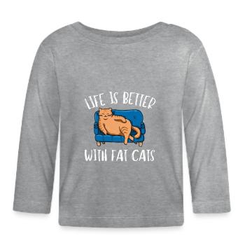 Fat Cat Obesity - Baby Bio-Langarmshirt - Grau meliert - Vorne