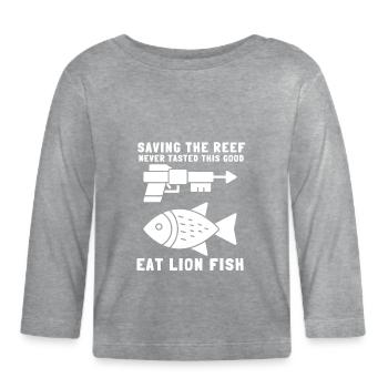 Lionfish Save The Reef Eat Lionfish Spearfishing - Baby Bio-Langarmshirt - Grau meliert - Vorne