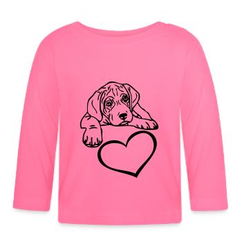 canecorsopuppy2 - T-shirt manches longues bio Bébé - rose azalée - Devant