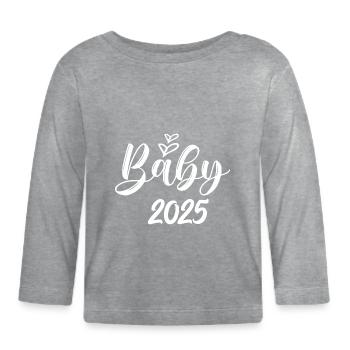 Bébé 2025 Grossesse annonce la naissance du bébé - T-shirt manches longues bio Bébé - gris chiné - Devant