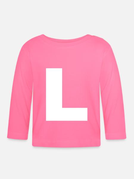 Buchstabe Initialen L - Baby Bio-Langarmshirt - Azalea
