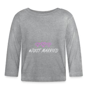 Coeurs de mariage juste mariés - T-shirt manches longues bio Bébé - gris chiné - Devant