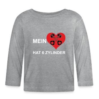 V6 Zylinder Auto Tuning Herz Shirt - Baby Bio-Langarmshirt - Grau meliert - Vorne