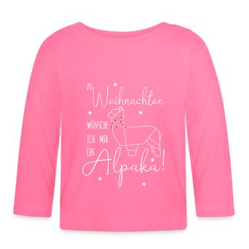 Zu Weihnachten wünsche ich mir ein Alpaka - Baby Bio-Langarmshirt - Azalea - Vorne
