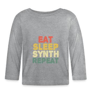 Eat synthe repeat synthétiseur musicien keyboard - T-shirt manches longues bio Bébé - gris chiné - Devant