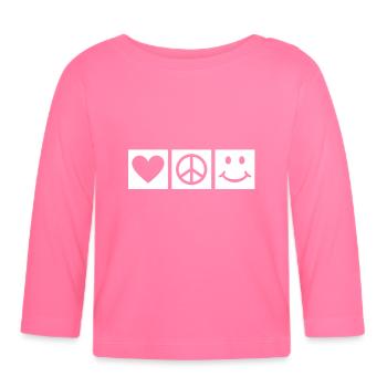 Love Peace Happiness * Smiley smile be happy - Organic Baby Long Sleeve T-Shirt - azalea - Front