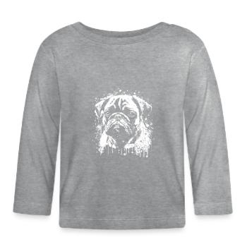 Mops-schablonen-design Weiß Und Schwarz - Baby Bio-Langarmshirt - Grau meliert - Vorne