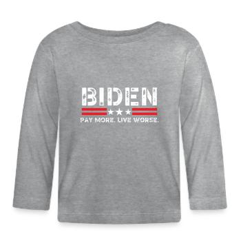 Biden paie plus vivre pire - T-shirt manches longues bio Bébé - gris chiné - Devant